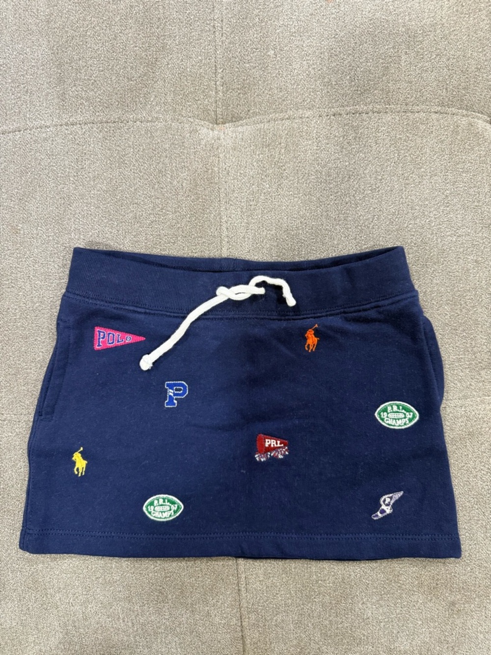 Polo by Ralph Lauren Navy Girls' Patch-Embroidered Drawstring Skirt